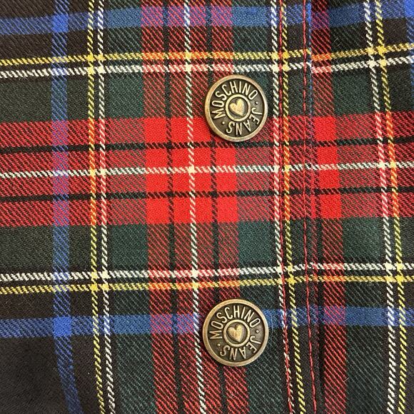 Vintage 90s Moschino Jeans Blazer Jacket Y2K Plaid Tartan Womens S/M Tweed EUC - Picture 7 of 14